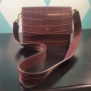 JW PEI Crocodile Embossed Dark Purple/Mauve Crossbody Bag
